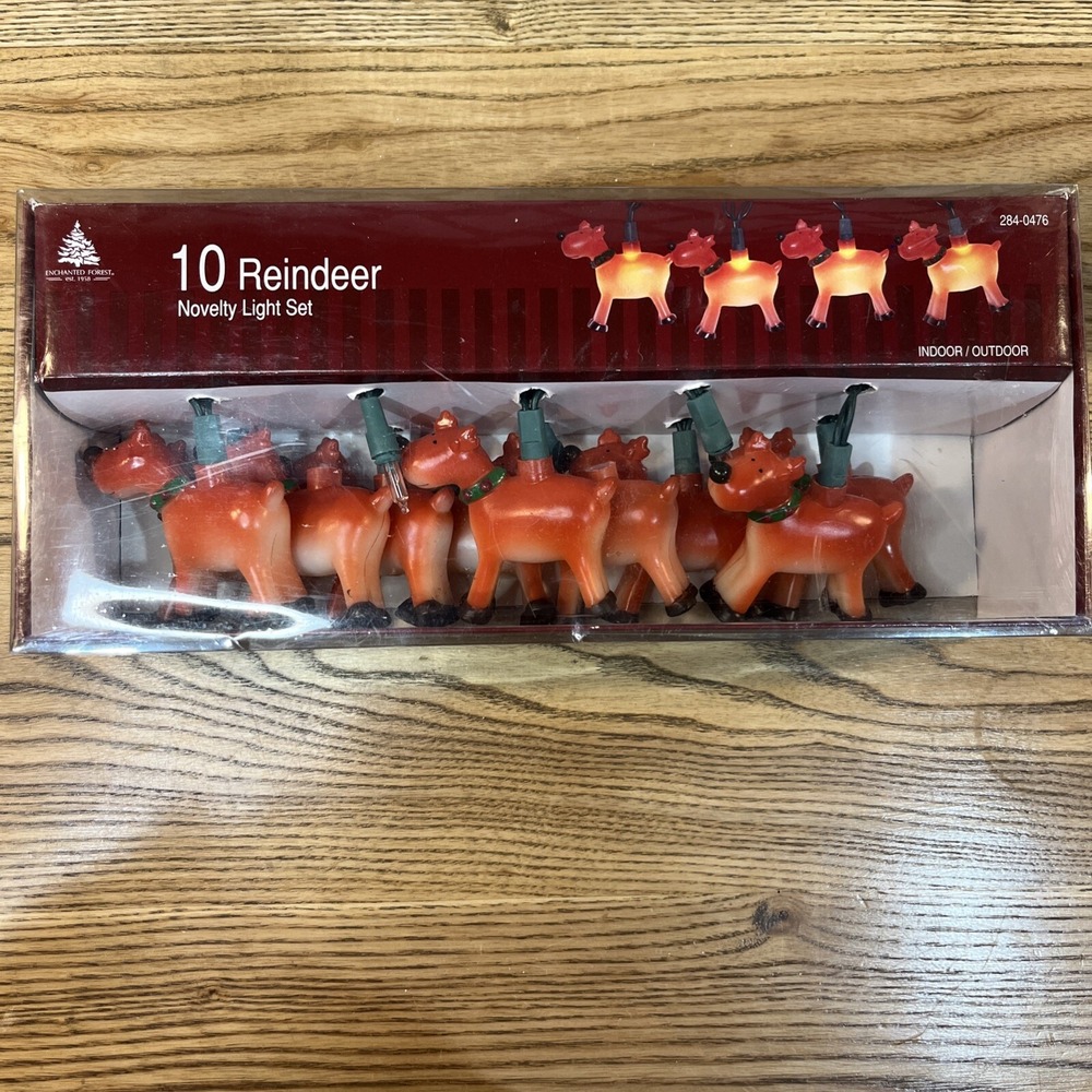 New‎ Enchanted Forest Reindeer Christmas String Light Blow Mold Set Of 10